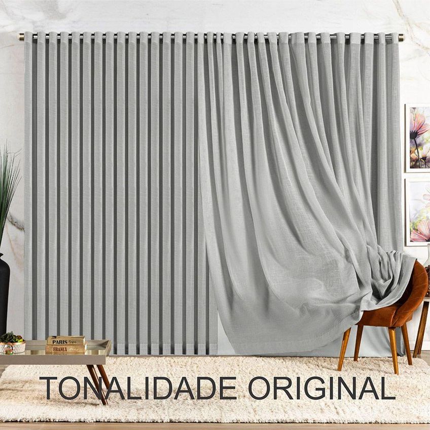 Cortina Marrye Para Varão 4,00m X 2,70m Poliéster Para Decoração Cinza - imagem 2