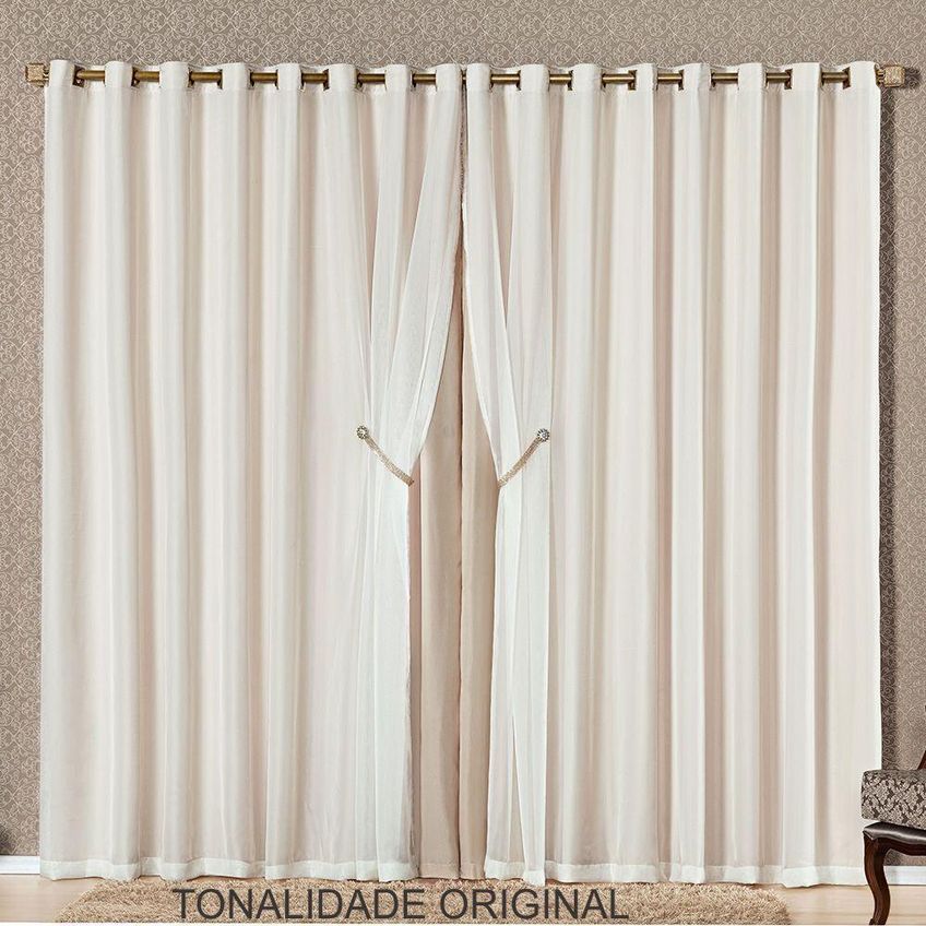 Cortina Egito Para Varão 4,00m X 2,70m Poliéster Para Decoração Bege - imagem 3