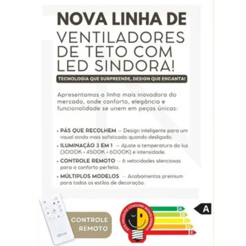Ventilador De Teto Sindora 3 Velocidades Branco Cristal Retrátil Dimmer Bivolt - imagem 3