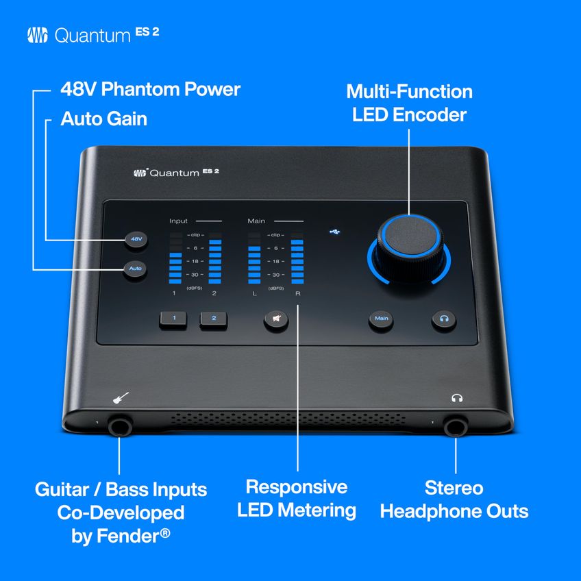 Interface De Áudio Presonus Quantum Es 2 2x2 Usb-c 24 Bits/192 Khz - imagem 3