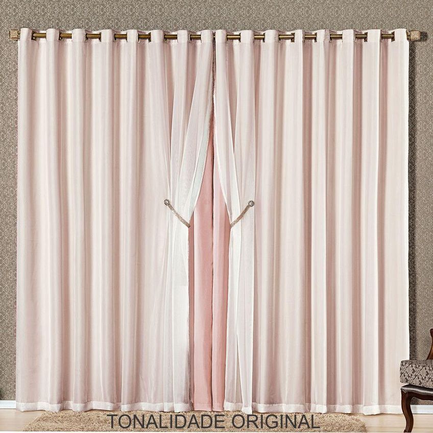 Cortina Egito Para Varão 2,00m X 1,70m Poliéster Para Decoração Rosê - imagem 3