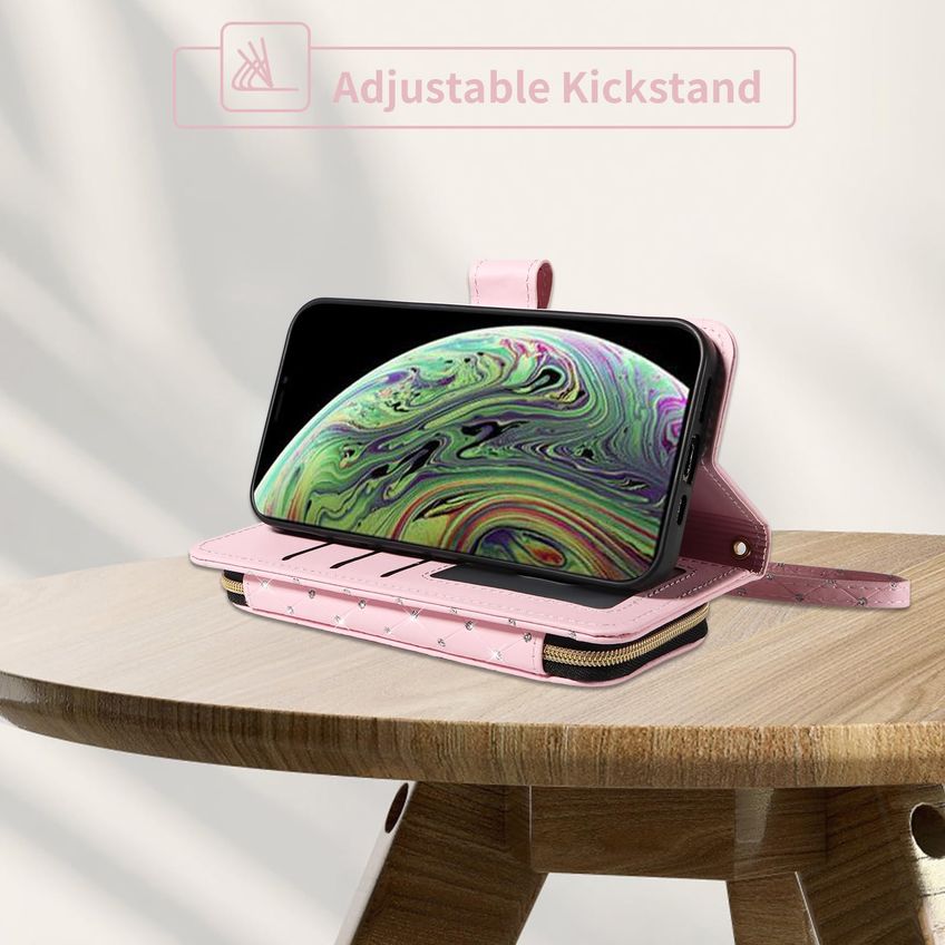 Capa Asuwish Rosa Para iPhone XS/X/10 Com Carteira E Alça Transversal - imagem 3