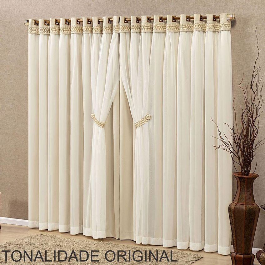 Cortina Grécia Para Varão Poliéster Para Decoração Bege - imagem 3