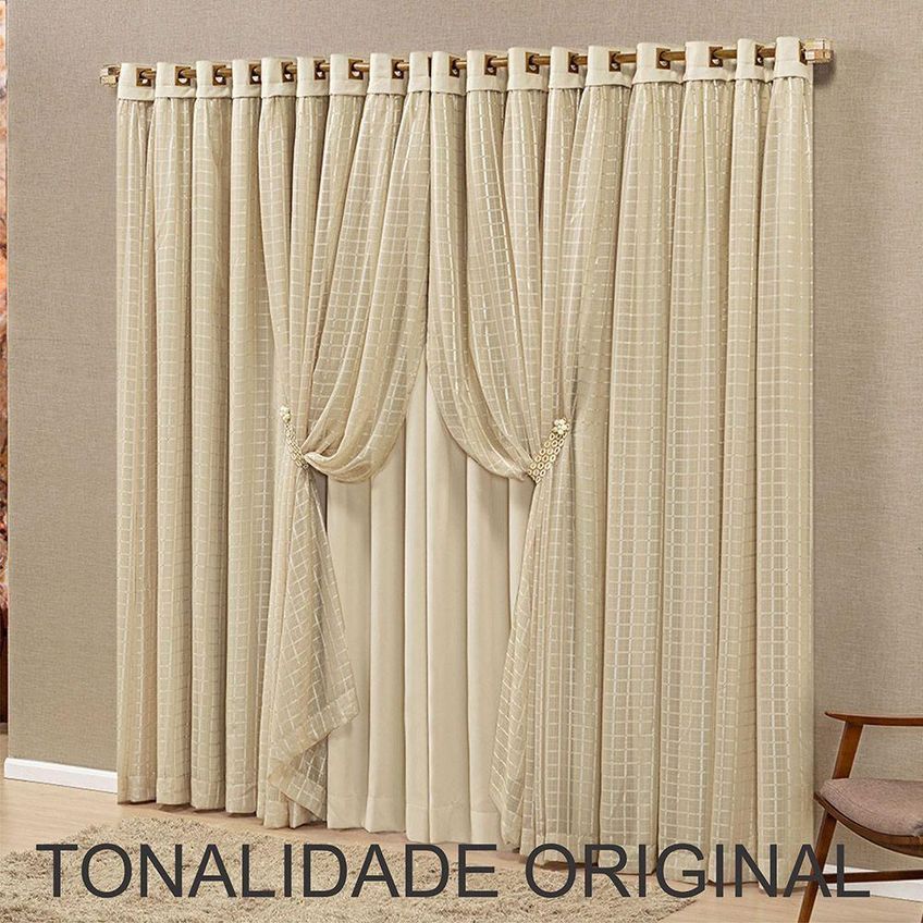 Cortina Canaã Linha Nobre Poliéster Para Decoração Palha - imagem 3