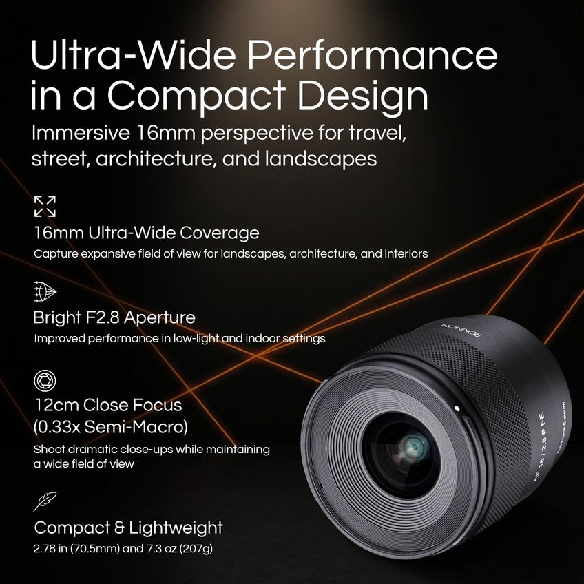 Lente De Câmera Rokinon 16 Mm F/2.8 Af Para Montagem Sony Fe - imagem 2