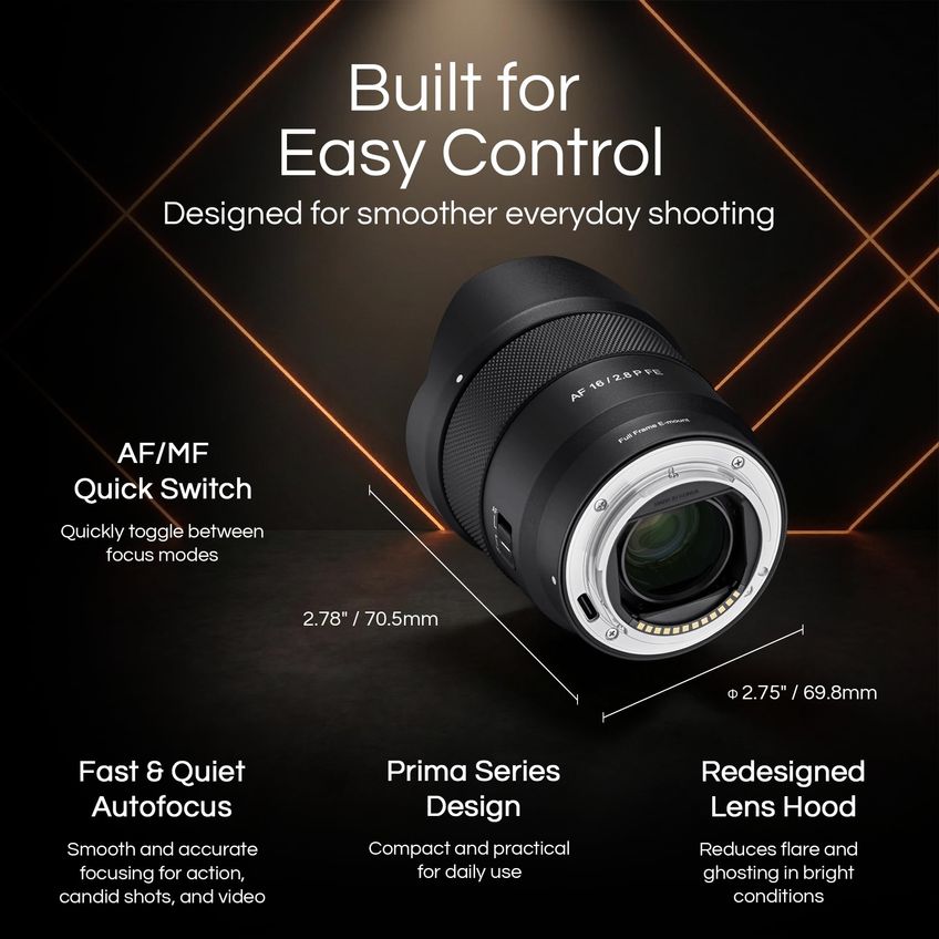 Lente De Câmera Rokinon 16 Mm F/2.8 Af Para Montagem Sony Fe - imagem 3