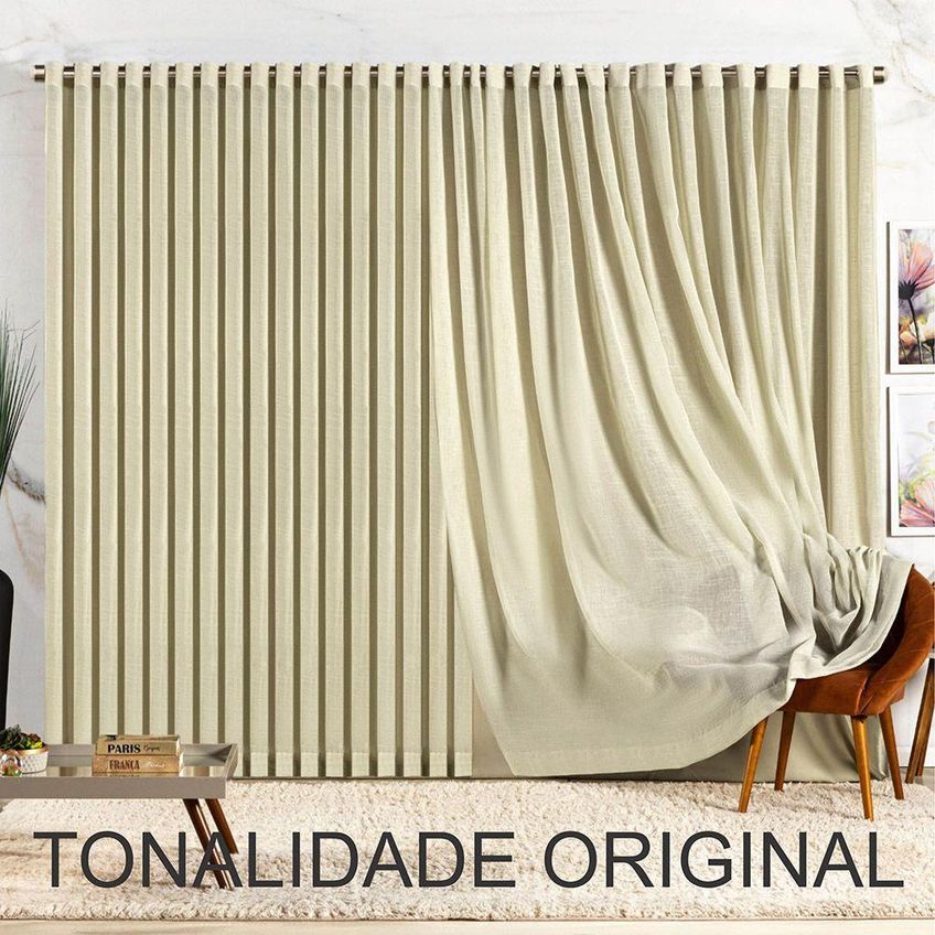 Cortina Marrye Para Varão 4,00m X 2,70m Poliéster Para Decoração Palha - imagem 3