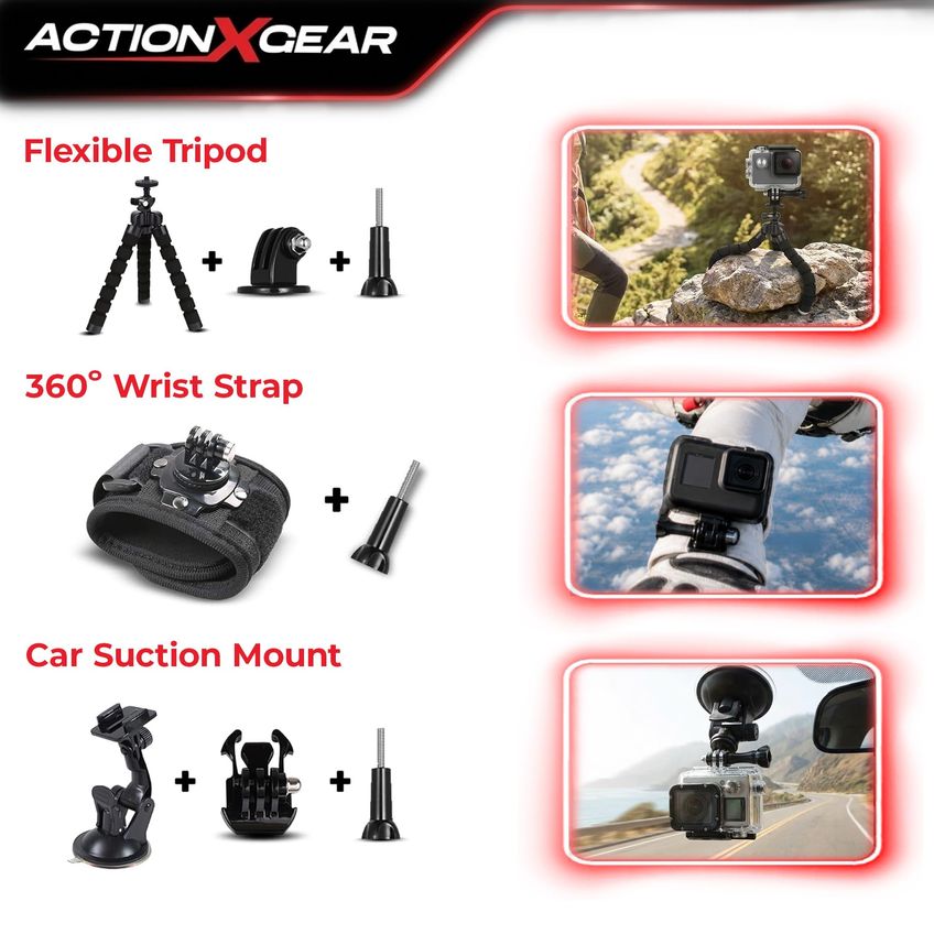 Kit De Câmera De Ação Actionxgear 120 Em 1 Compatível - imagem 4