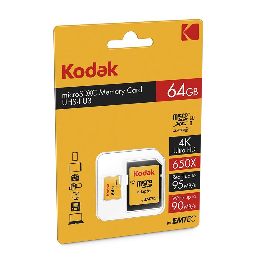 MicroSD Kodak 64GB UHS-I U3 V30 A1 com Adaptador - imagem 3