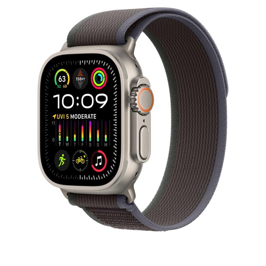 Pulseira Apple Watch Trail Loop Azul/Preta em Titânio 49mm S/M - imagem 2