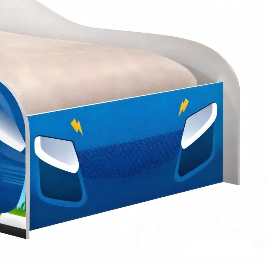 Cama Carro Kaboom Stylo Com Grade De Proteção MDF Azul Casah - imagem 3