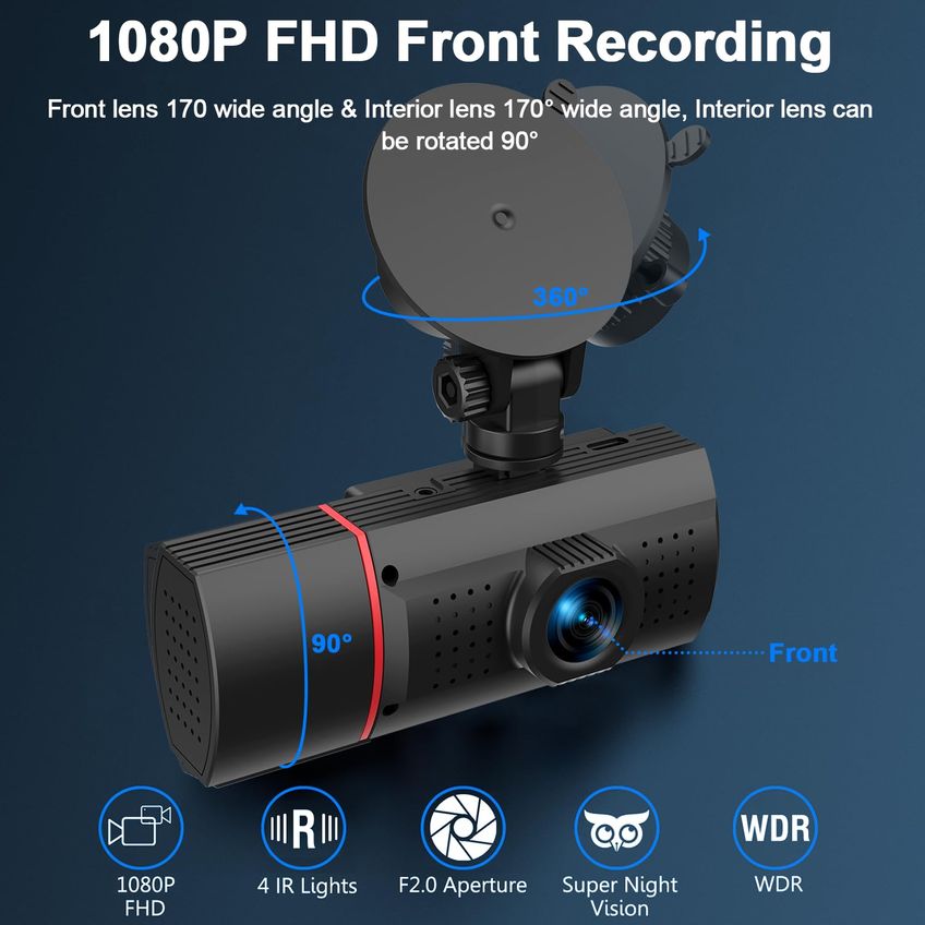 Câmera De Painel Milerong 1080p Dual Com Cartão De 32 GB - imagem 3