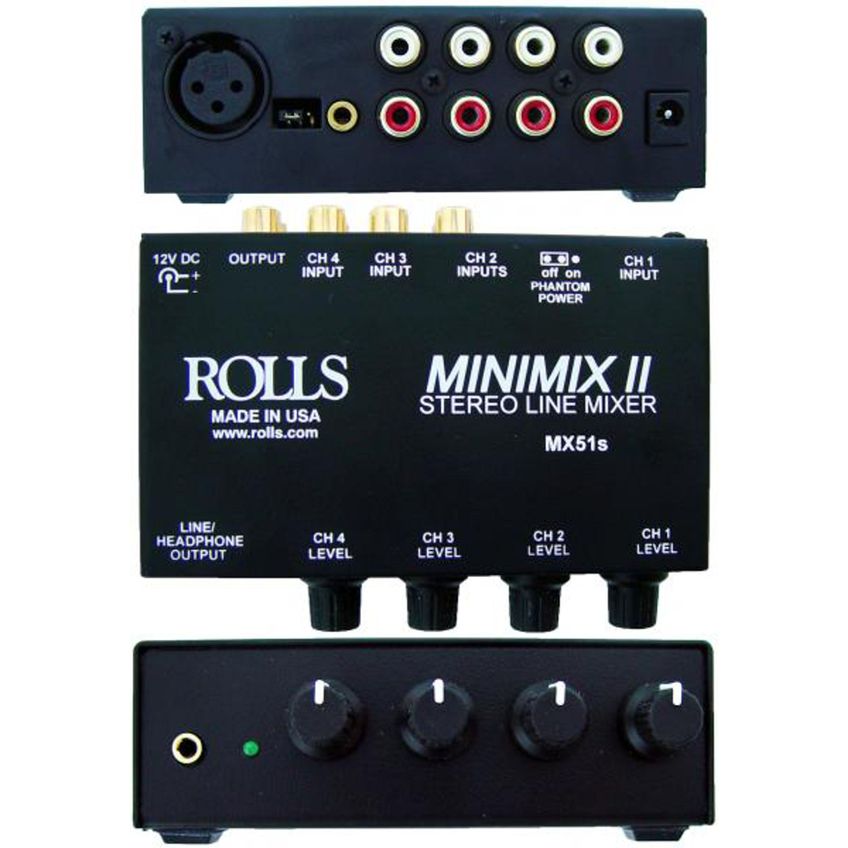 Misturador De Linha Rolls Mx51s Mini Mix 2 4 Canais Estéreo Preto - imagem 2
