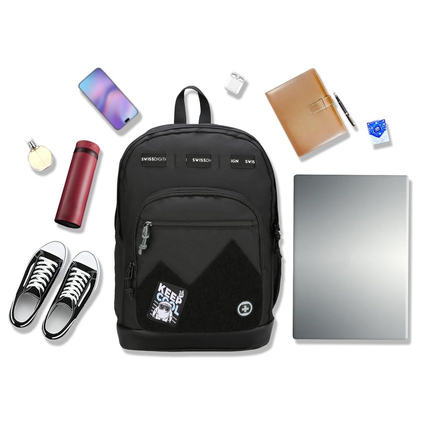 Mochila Swissdigital SD1718-01 29L Preta Com Patches - imagem 2