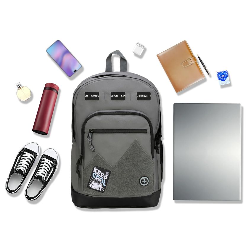 Mochila Swissdigital Sd1718-03 Cinza 29l Com Patches - imagem 2