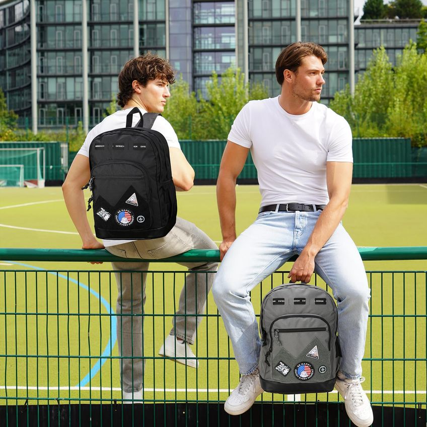 Mochila Swissdigital Sd1718-03 Cinza 29l Com Patches - imagem 4
