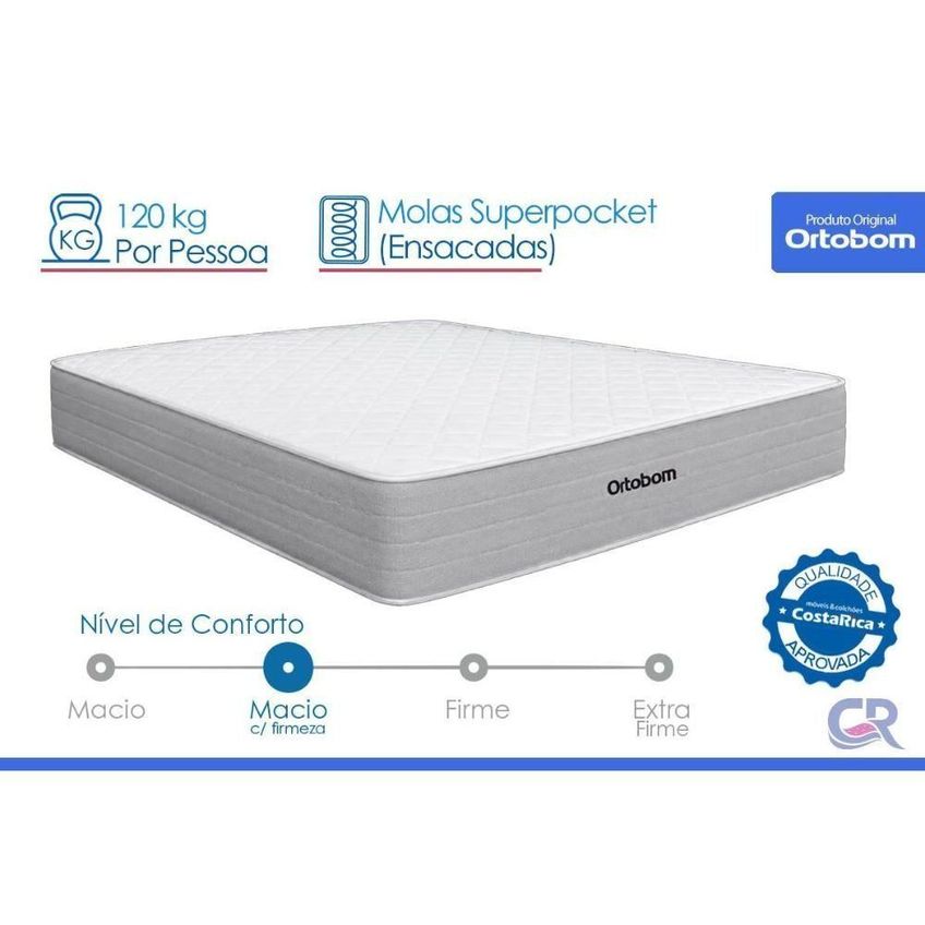 Cama Box Queen Corano White Colchão Plenno Ensacadas Poliéster Branco Ortobom - imagem 3