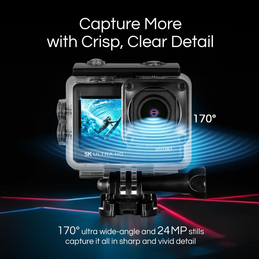 Câmera De Ação Minolta Mnx5k1 5k Uhd Wi-Fi À Prova D'água 30m - imagem 3