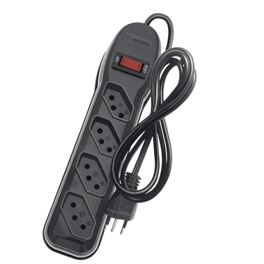 Filtro De Linha 4 Tomadas 3 Pinos Circuit Breaker 1m Preto - imagem 3