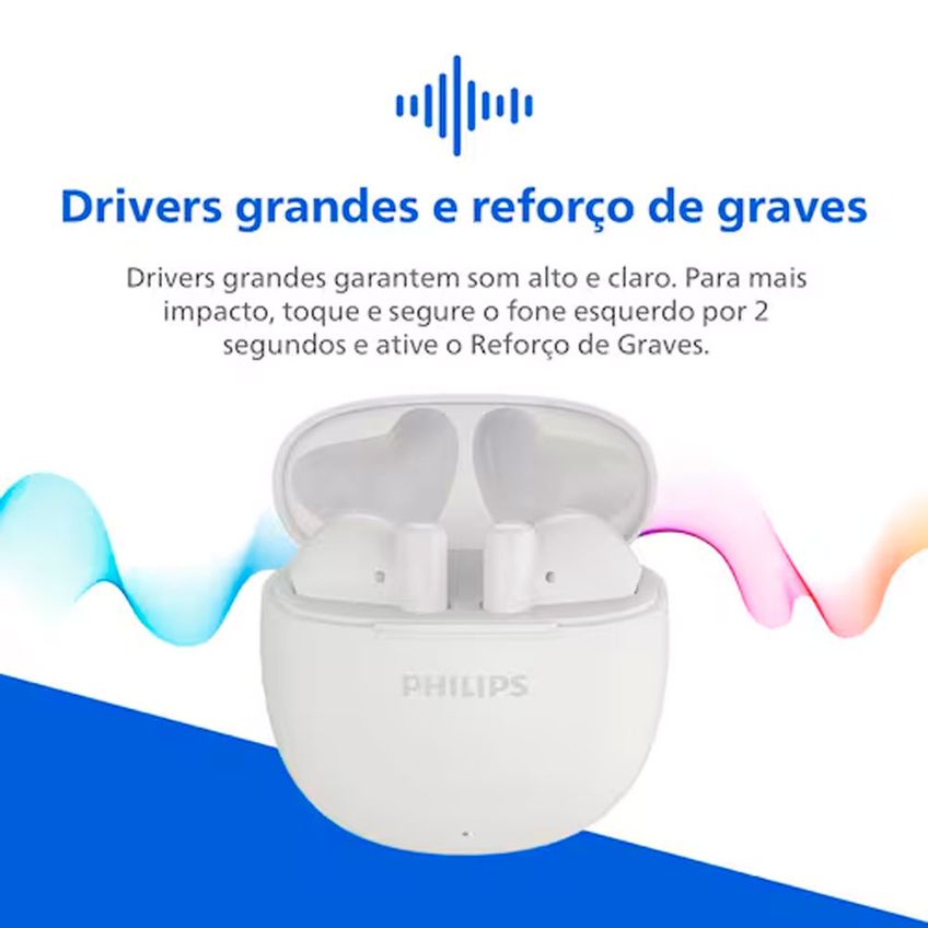 Fone De Ouvido Tat1139wt/00 Bluetooth Tws Ipx4 26h De Bateria Philips - imagem 2
