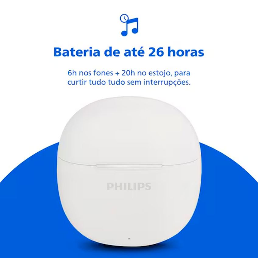 Fone De Ouvido Tat1139wt/00 Bluetooth Tws Ipx4 26h De Bateria Philips - imagem 3