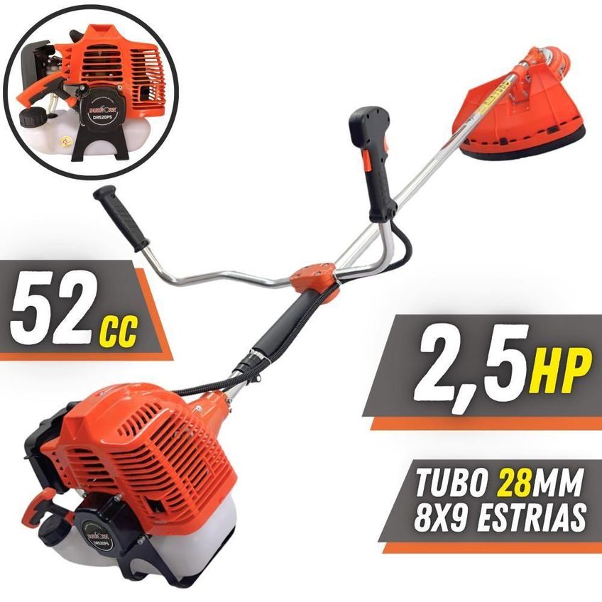 Roçadeira Lateral À Gasolina 6 Em 1 Dr520p5 Profissional Motor 2 Tempos 52cc 2,5hp 10500 Rpm - imagem 4