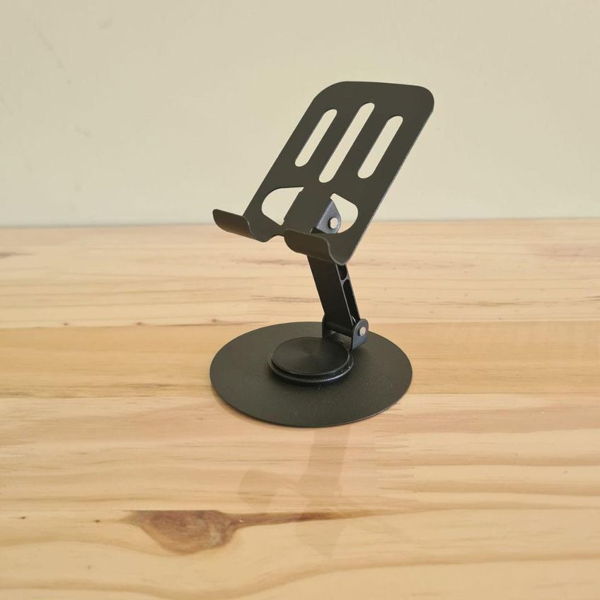 Suporte De Mesa Para Celular E Tablet Giratório 360o Dobrável Ajustável Metal - imagem 3