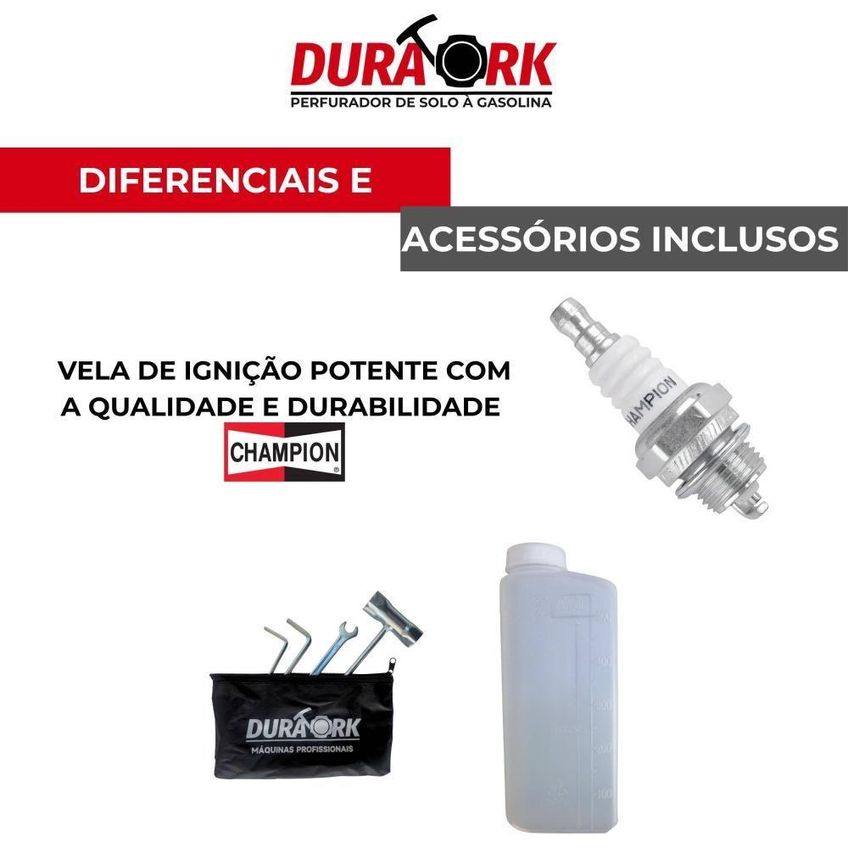 Perfurador De Solo À Gasolina DPS523P Profissional 52cc 2,5HP Com 3 Brocas E Extensão 100cm Laranja - imagem 3