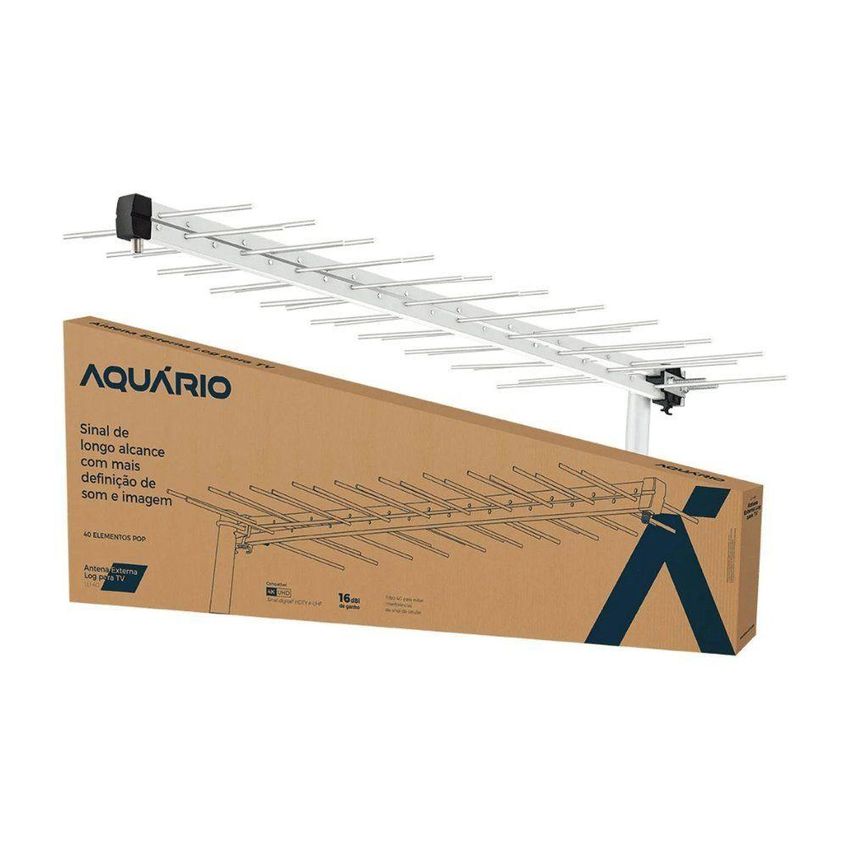 Antena Externa Aquário LU40 40 Elementos Ganho 16dbi Filtro 4G Captação HDTV E UHF - imagem 4
