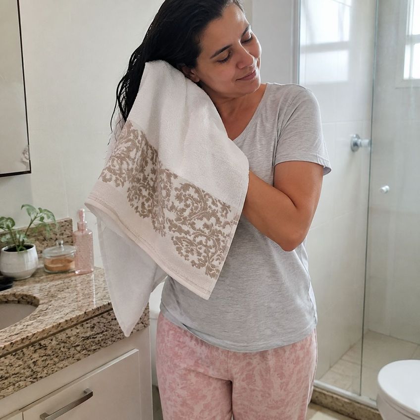 Jogo De Banho/rosto 2 Peças 70x140cm Algodão Super Macio Alta Absorção Casa Dona - imagem 3