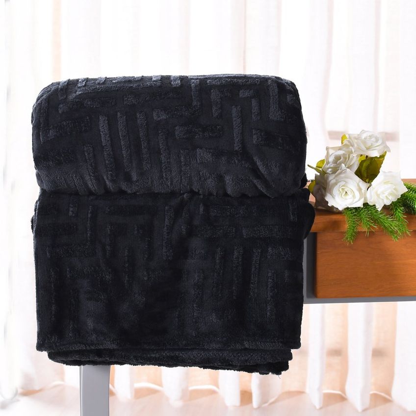 Manta Queen Brushed Flannel 220x240cm 100% Poliéster Tessi Preto - imagem 3