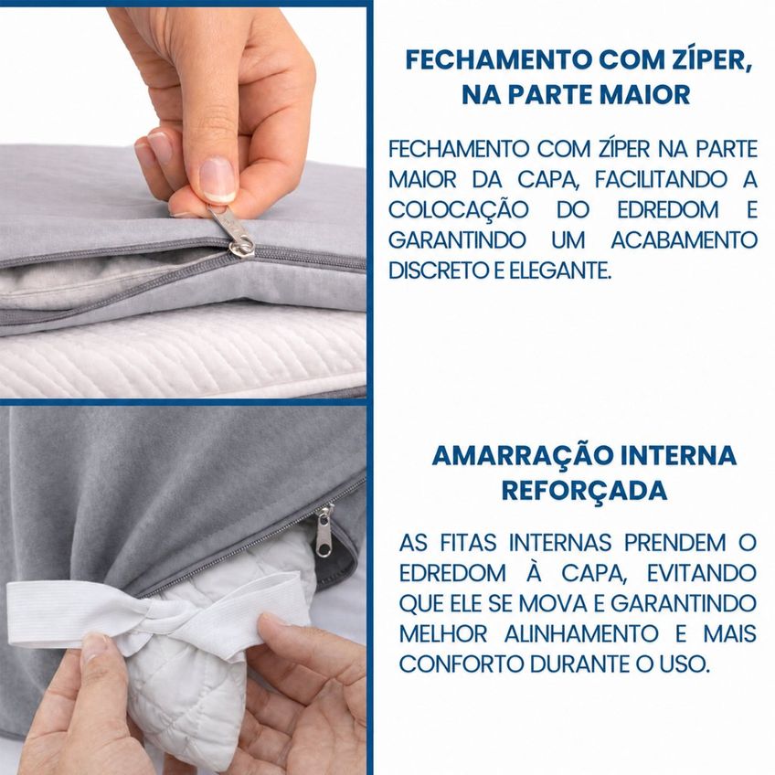 Capa Duvet Casal Para Edredom Amarração 4 Cantos 100% Poliéster 210x250cm Home&cia Cinza - imagem 4