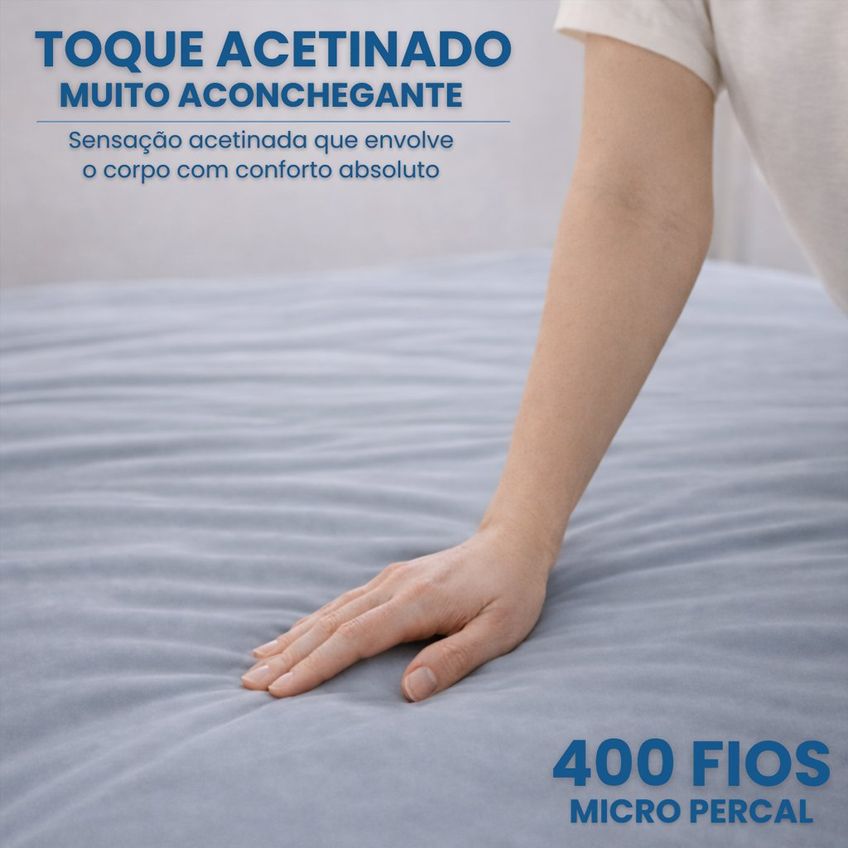 Capa Duvet Casal Para Edredom Amarração 4 Cantos 100% Poliéster 210x250cm Home&cia Cinza - imagem 5