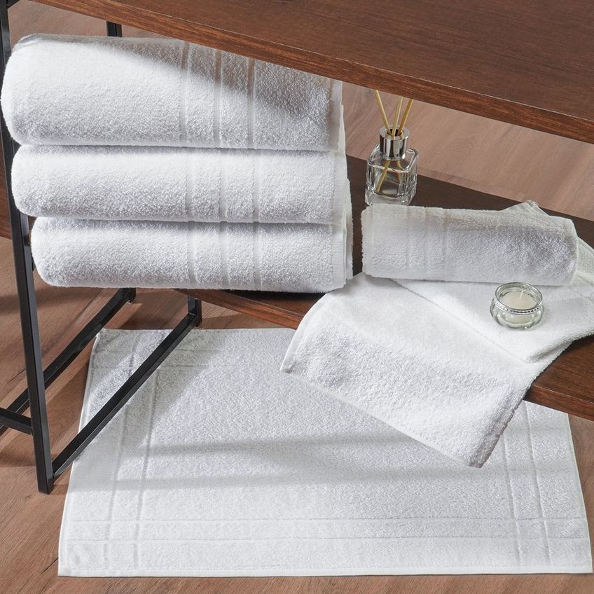 Toalha De Piso Hotelaria 90% Algodão 10% Poliéster 450g/m² 50x70cm Bene Casa Branco - imagem 5