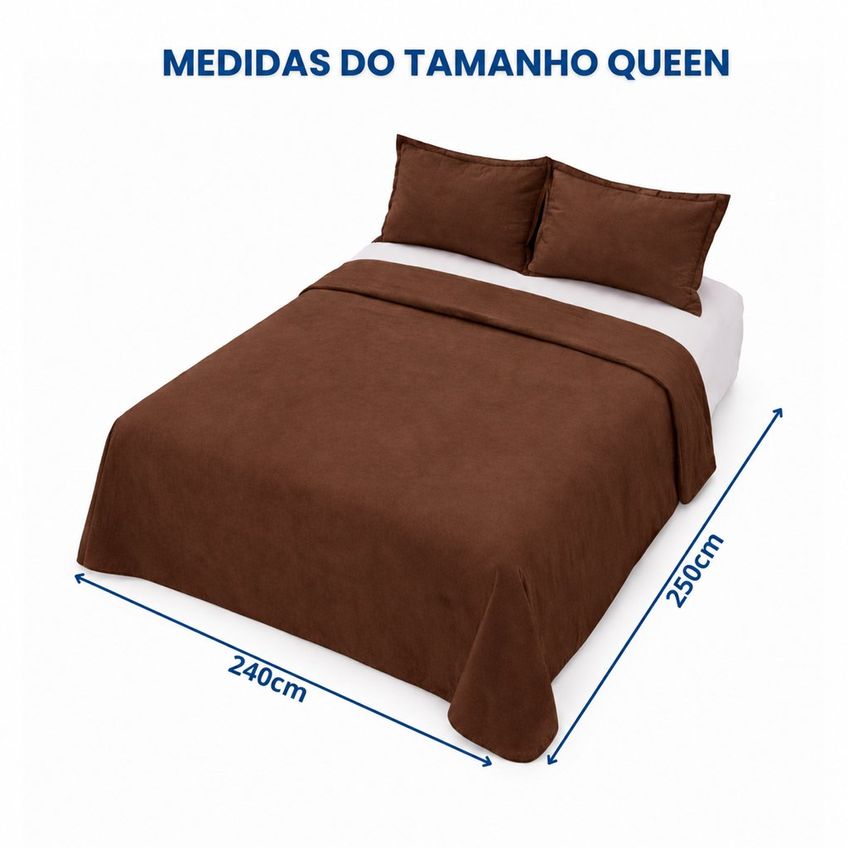 Capa Duvet Queen Para Edredom Amarração 4 Cantos 100% Poliéster 240x250cm Home&cia Marrom - imagem 3