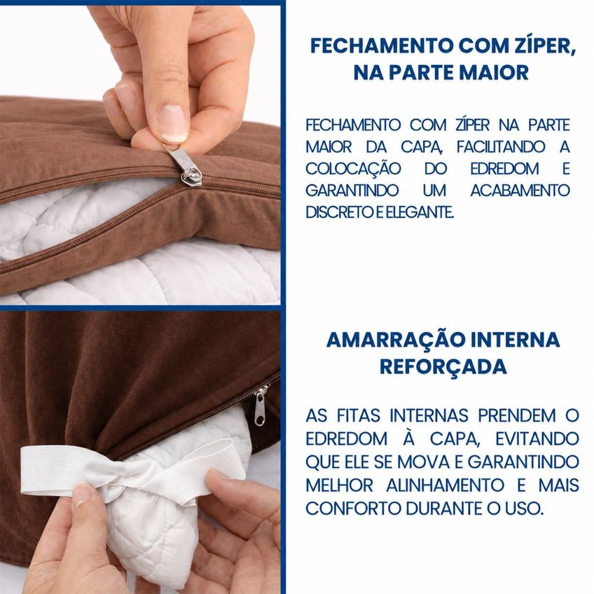 Capa Duvet Queen Para Edredom Amarração 4 Cantos 100% Poliéster 240x250cm Home&cia Marrom - imagem 4