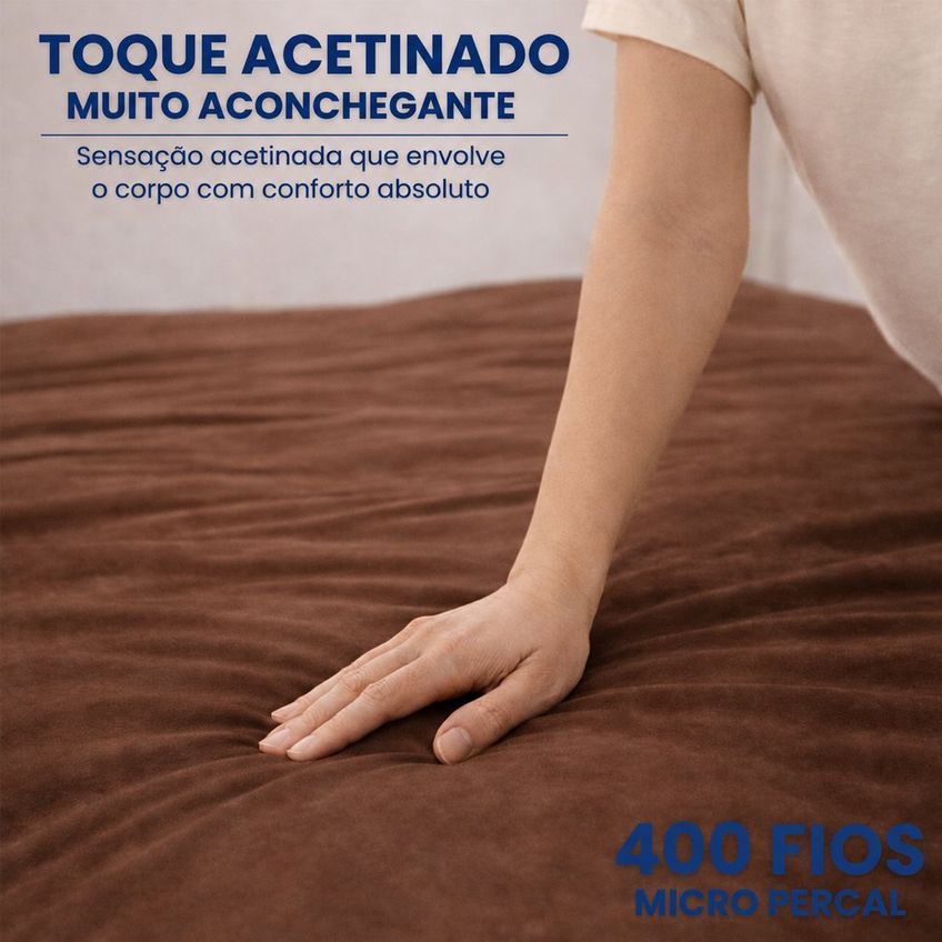 Capa Duvet Queen Para Edredom Amarração 4 Cantos 100% Poliéster 240x250cm Home&cia Marrom - imagem 5