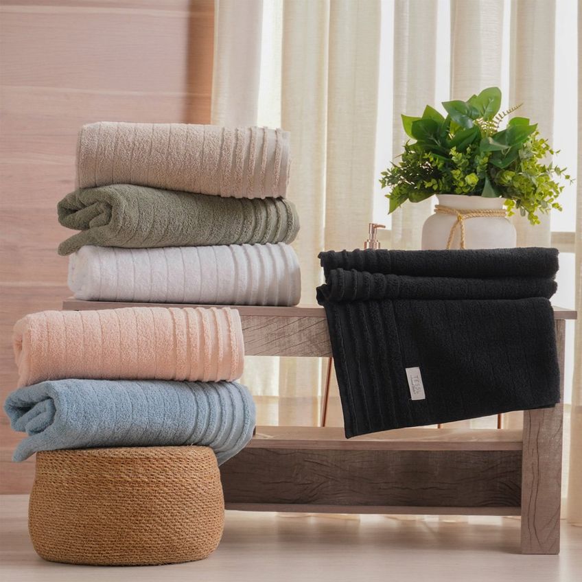 Toalha Banhão Glamour 100% Algodão 450g/m² 80x150cm Tessi Preto - imagem 3