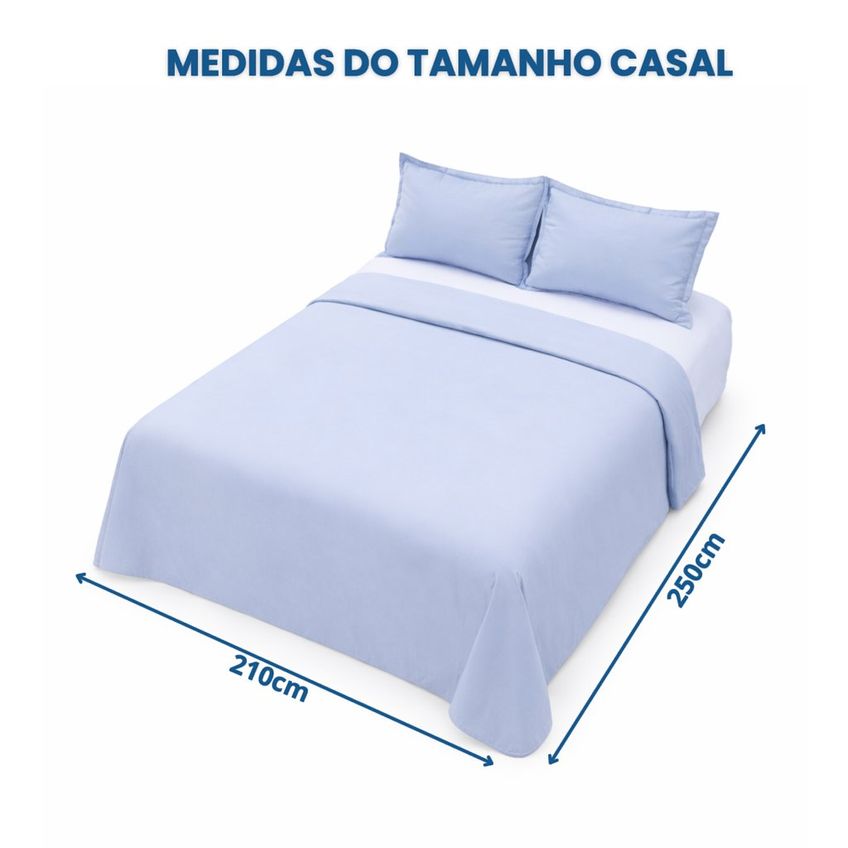 Capa Duvet Casal Para Edredom Amarração 4 Cantos 100% Poliéster 210x250cm Home&cia Azul - imagem 3