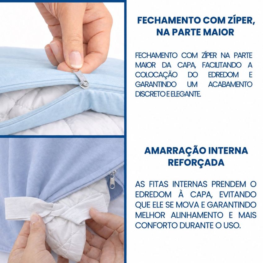 Capa Duvet Casal Para Edredom Amarração 4 Cantos 100% Poliéster 210x250cm Home&cia Azul - imagem 4