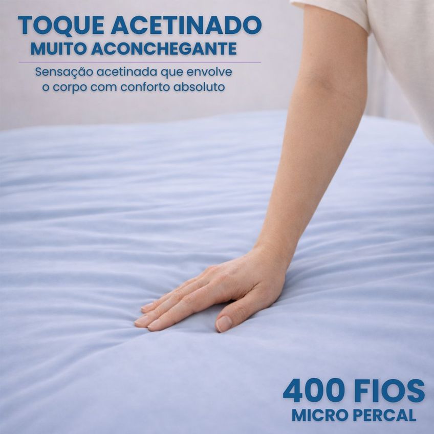 Capa Duvet Casal Para Edredom Amarração 4 Cantos 100% Poliéster 210x250cm Home&cia Azul - imagem 5