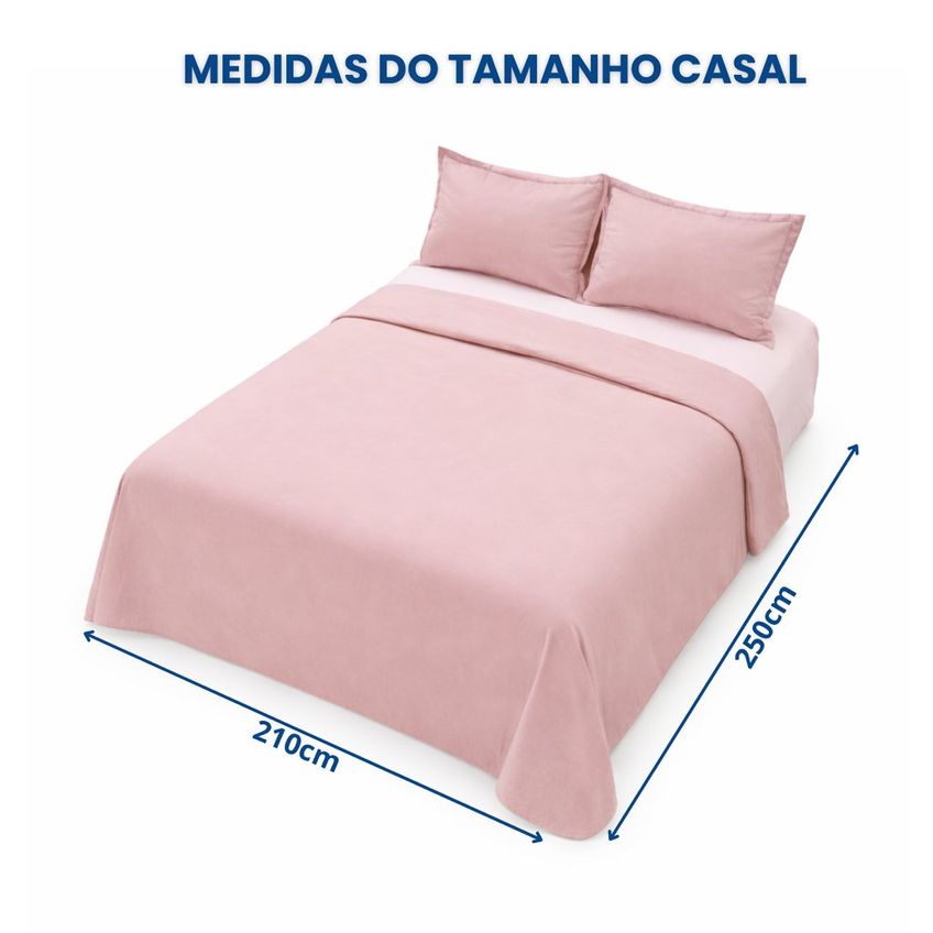 Capa Duvet Casal Para Edredom Amarração 4 Cantos 100% Poliéster 210x250cm Home&cia Rosê - imagem 3