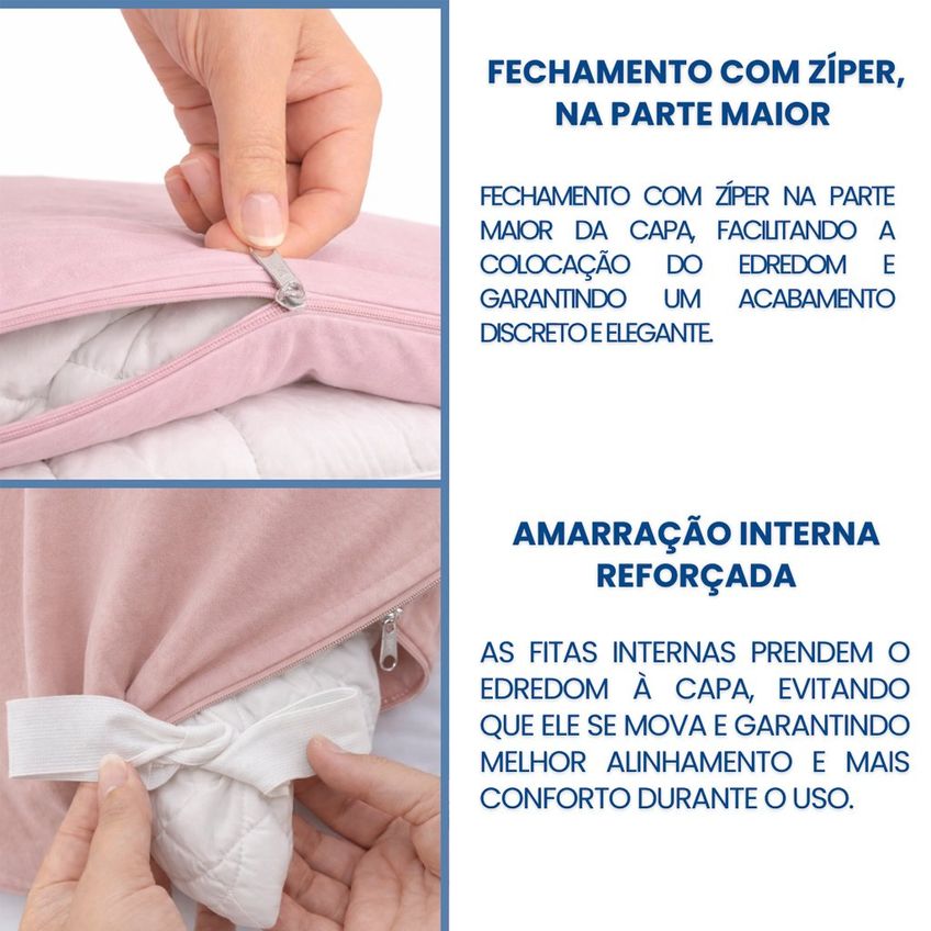 Capa Duvet Casal Para Edredom Amarração 4 Cantos 100% Poliéster 210x250cm Home&cia Rosê - imagem 4