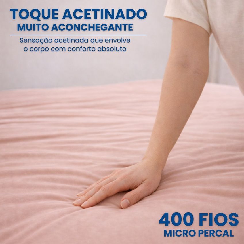 Capa Duvet Casal Para Edredom Amarração 4 Cantos 100% Poliéster 210x250cm Home&cia Rosê - imagem 5