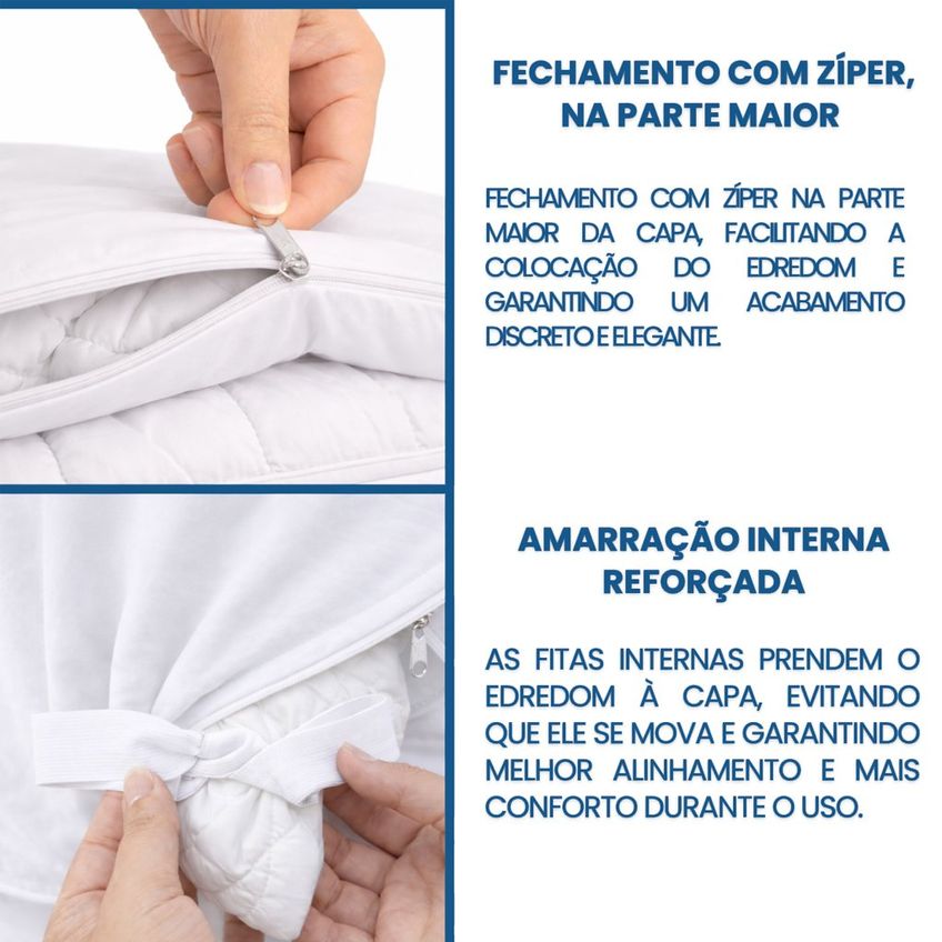 Capa Duvet Casal Para Edredom Amarração 4 Cantos 100% Poliéster 210x250cm Home&cia Branco - imagem 4