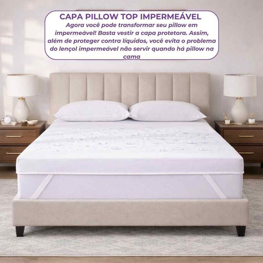 Capa Impermeável Para Pillow Top King 10cm 195x203cm Home&Cia Branco - imagem 4