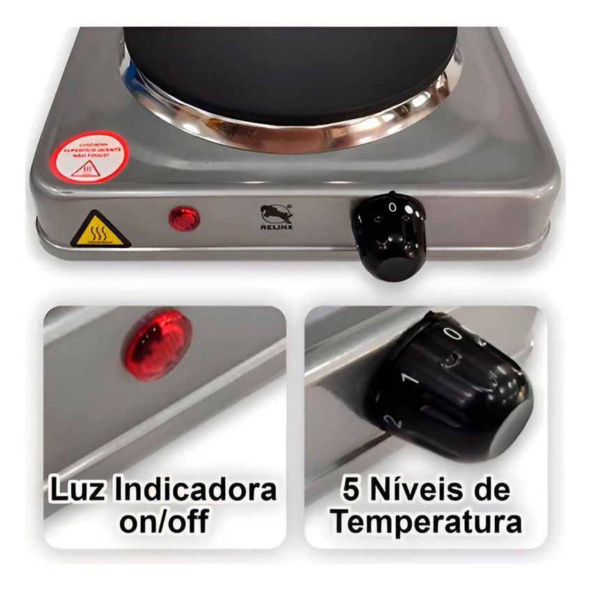 Fogão Cooktop Elétrico Portátil 1 Boca 1000w 110v - imagem 3