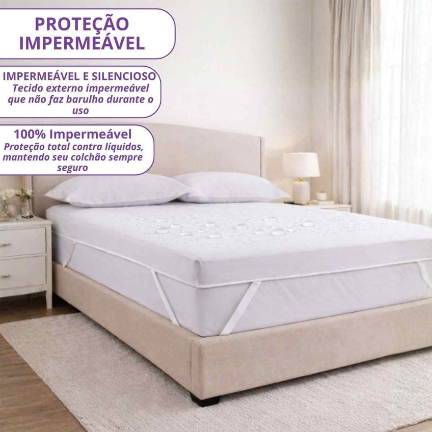 Capa Impermeável Para Pillow Top King 10cm 195x203cm Home&Cia Branco - imagem 5