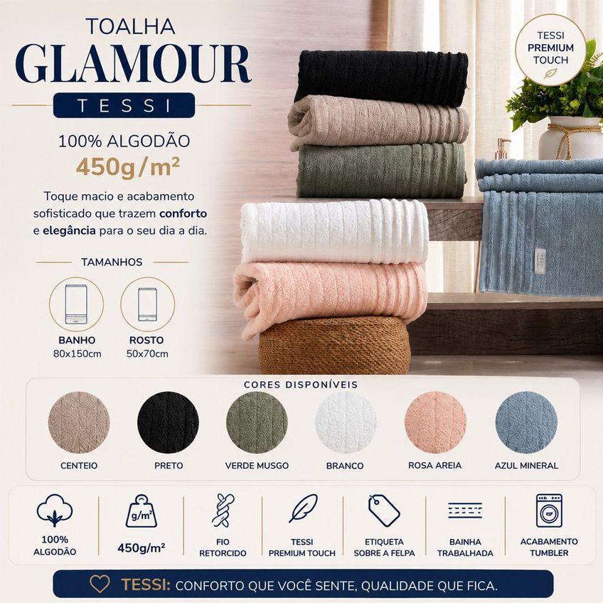 Toalha Banhão Glamour 100% Algodão 450g/m² 80x150cm Tessi Rosa Areia - imagem 2