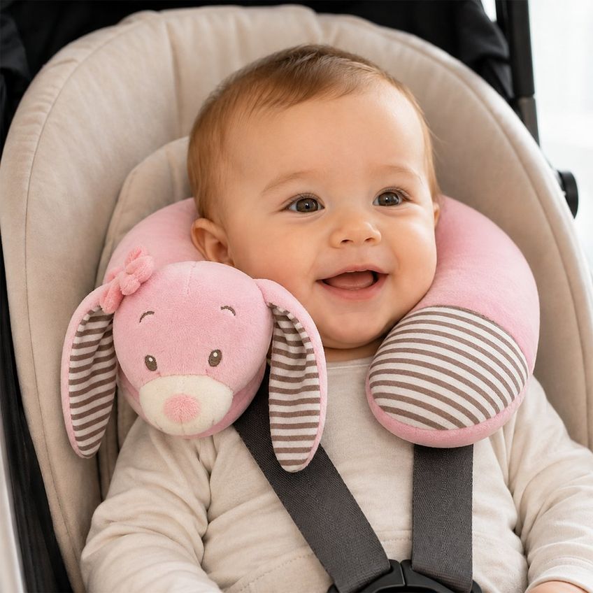Travesseiro Protetor De Pescoço Baby Macio E Anatômico 25cm Bene Casa Rosa - imagem 2